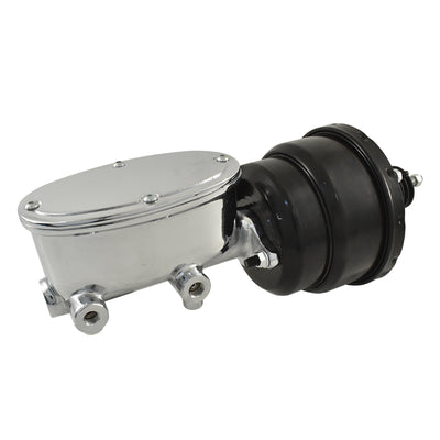 Universal Wilwood Style Chrome Master Cylinder & 7" Black Dual Brake Booster