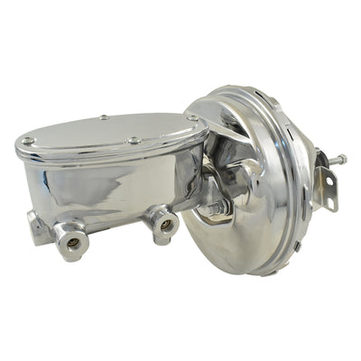 Universal Wilwood Style Chrome Master Cylinder & 9" Chrome Single Brake Booster
