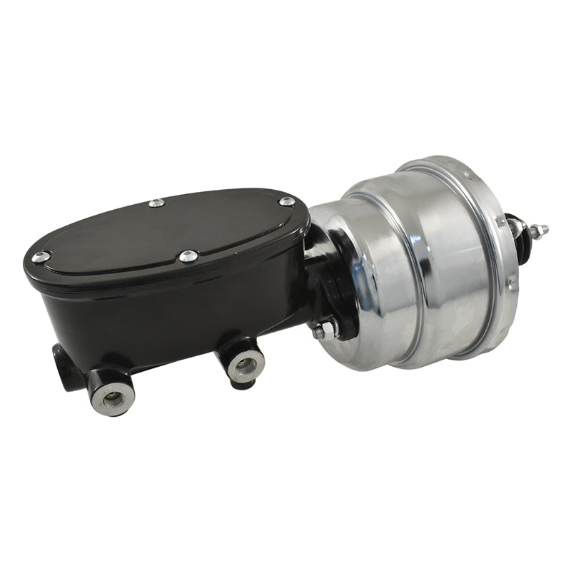 Universal Wilwood Style Black Master Cylinder & 7" Chrome Dual Brake Booster