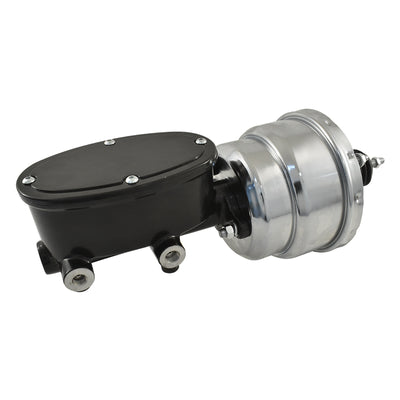 Universal Wilwood Style Black Master Cylinder & 7" Chrome Dual Brake Booster