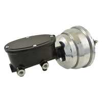 Wilwood Style Black Master Cylinder & 8" Chrome Dual Brake Booster suitable for Holden Torana LH LX