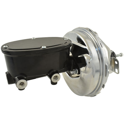 Universal Wilwood Style Black Master Cylinder & 9" Chrome Single Brake Booster