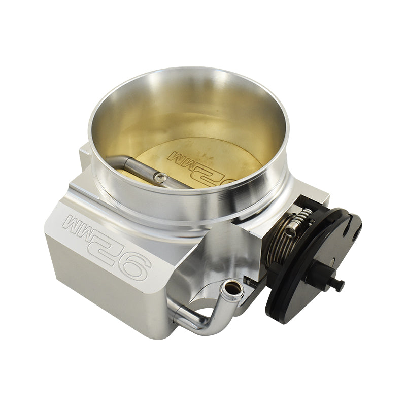 92mm Billet Aluminium LS Cable Throttle Body, 4 Bolt Flange - Silver