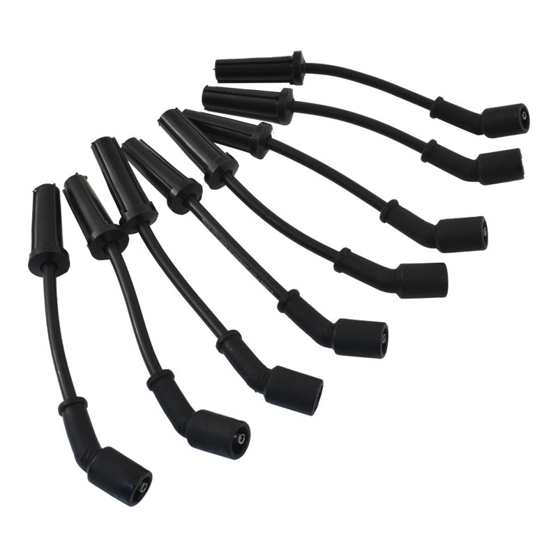 8.5mm 8" GM LS1 LS6 Ignition Wires w/Straight 180 Degree Plug Boots - Black