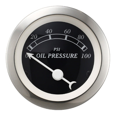 Depo Racing Classic Series Oil Pressure Gauge 52mm Black Face, PSI, DP52B-OP