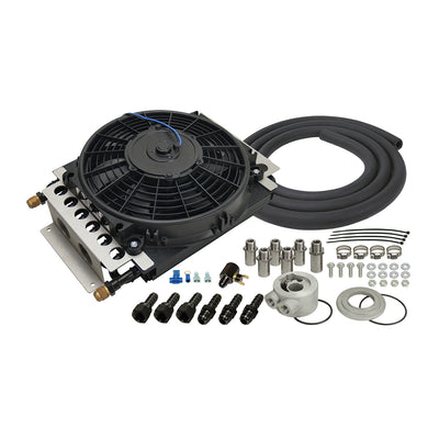 Derale 16 Pass Electra-Cool Remote Engine Oil Cooler Kit, -8AN Inlets 15500