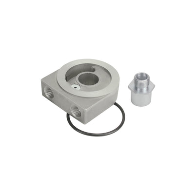 Derale Low Profile Pressure Relief Sandwich Adapter with 3/8" NPT Ports and 22x1.5mm Filter Thread 25774