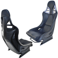 Porsche 997 Style GT3 Bucket Seats in Black Leather with Black Carbon Fibre Back (Pair)
