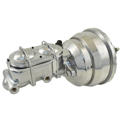 Universal 1-1/8" Bore Chrome GM Style Master Cylinder & 8" Chrome Dual Brake Booster