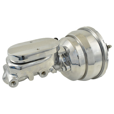 Universal 1" Bore Finned Top Master Cylinder & 8" Chrome Dual Brake Booster