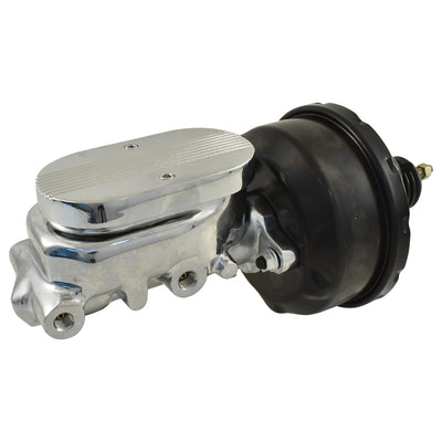 Universal 1" Bore Finned Top Master Cylinder & 7" Black Single Brake Booster