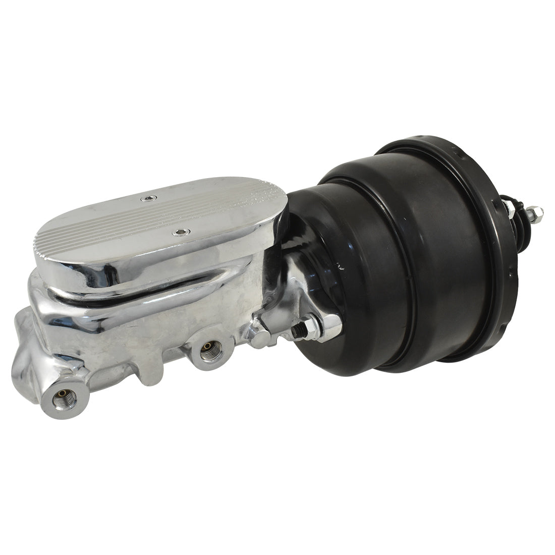 Universal 1" Bore Finned Top Master Cylinder & 7" Black Dual Brake Booster