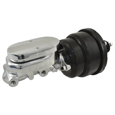 Universal 1" Bore Finned Top Master Cylinder & 7" Black Dual Brake Booster