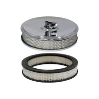Chrome Air Cleaner 9" Diameter x 2" High Suit Holley Edelbrock with 5-1/8" Neck, Includes Replacement Element