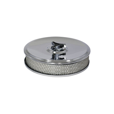 Chrome Air Cleaner 9" Diameter x 2" High Suit Holley Edelbrock with 5-1/8" Neck, Includes Replacement Element
