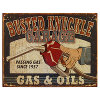 Busted Knuckle - Gas & Oils - Large Metal Tin Sign 31.7cm x 40.6cm Genuine American Made