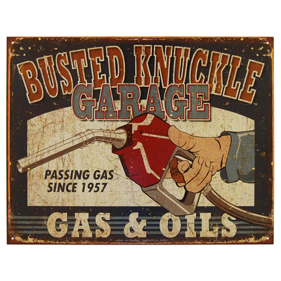 Busted Knuckle - Gas & Oils - Large Metal Tin Sign 31.7cm x 40.6cm Genuine American Made