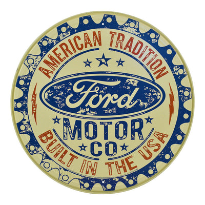 Ford - Built In Usa - Round Metal Sign 29.8cm Diameter Genuine American Made