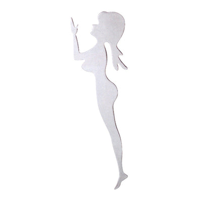 Chrome Nude Standing Girl Left Facing For Mud Flaps Grille 9-1/4 Inch X 3 Inch