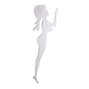 Chrome Silouette Standing Girl Right Facing For Mud Flaps Grille 9-1/4 Inch X 3 Inch