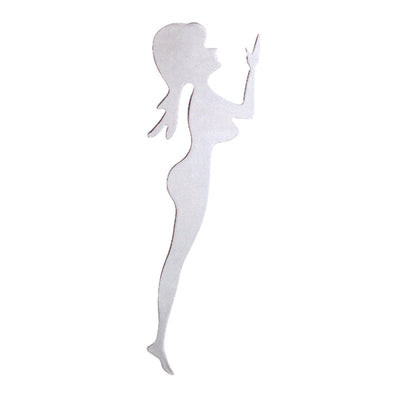 Chrome Silouette Standing Girl Right Facing For Mud Flaps Grille 9-1/4 Inch X 3 Inch