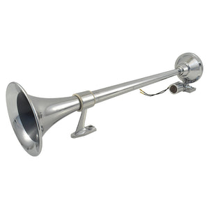 Chrome Single Round Trumpet Air Horn 630mm Long 12V/24V, Loud Truck Train