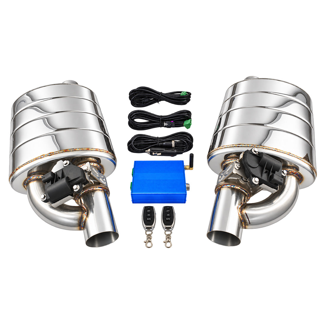 Electronic Valved Performance Muffler, 2-1/2" Dual Kit, Variable Volume, Polished Stainless Steel