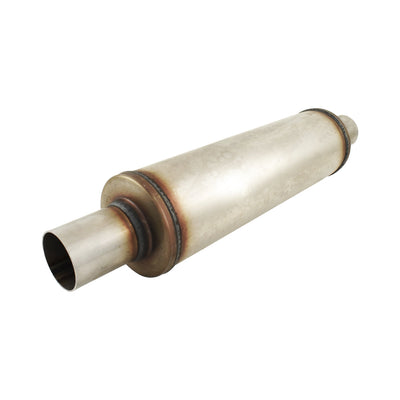 409 Stainless Steel Round Muffler, 2" In/Out, 4" Body Diameter 20" Overall