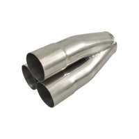 3 Into 1 Polished Stainless Steel Merge Collector 3 x 1-7/8" ID 2¼" Out 7½" OL