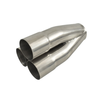 3 Into 1 Polished Stainless Steel Merge Collector 3 x 1-7/8" ID 2¼" Out 7½" OL