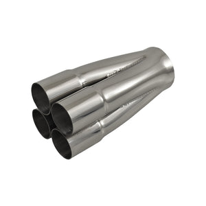 4 Into 1 Polished Stainless Steel Merge Collector 4 x 1-1/2" ID, 2-1/2" Out, 7" Long