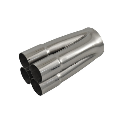 4 Into 1 Polished Stainless Steel Merge Collector 4 x 1-1/2" ID, 3" Out, 7" Long