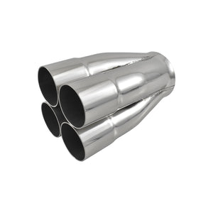 4 Into 1 Polished Stainless Steel Merge Collector 4 x 1-3/4" ID 3" Out 7" Long