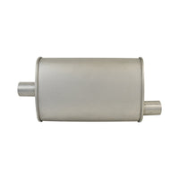 Aluminised Steel 2" Turbo Style Muffler Centre Inlet / Offset Outlet