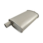 Aluminised Steel 2" Turbo Style Muffler Centre Inlet / Offset Outlet