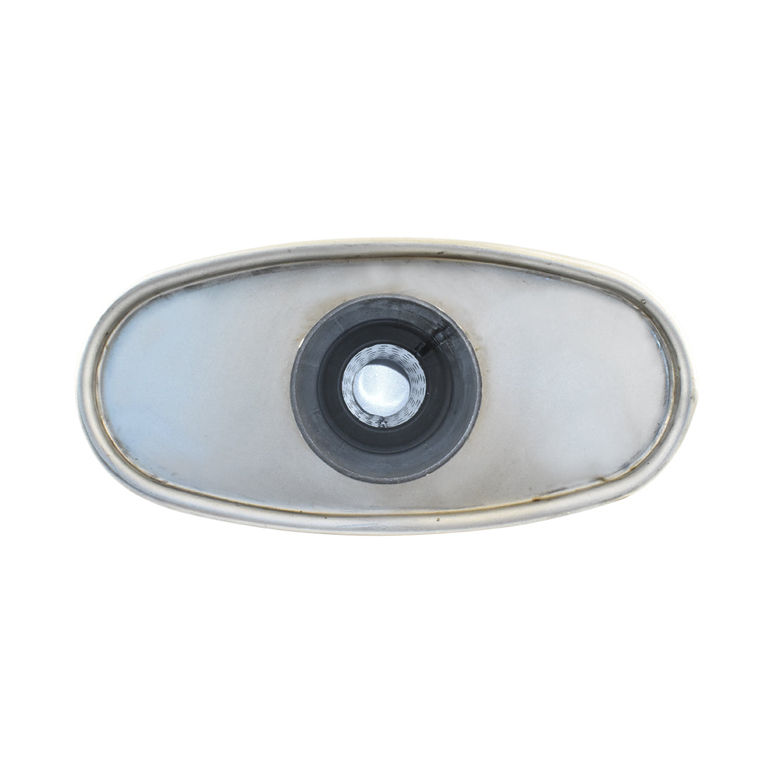 Aluminised Steel 2" Turbo Style Muffler Centre Inlet / Offset Outlet