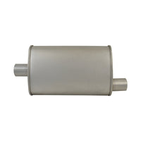 Aluminised Steel 2-1/4" Turbo Style Muffler Centre Inlet / Offset Outlet