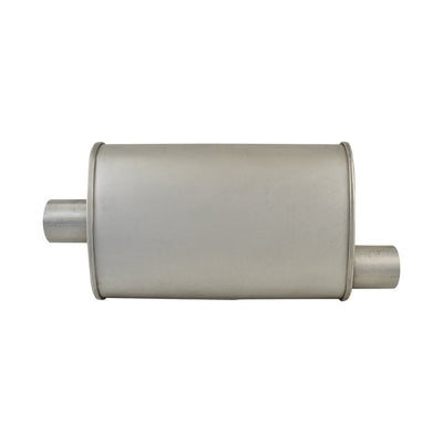 Aluminized Steel 2-1/2" Turbo Style Muffler Centre Inlet / Offset Outlet