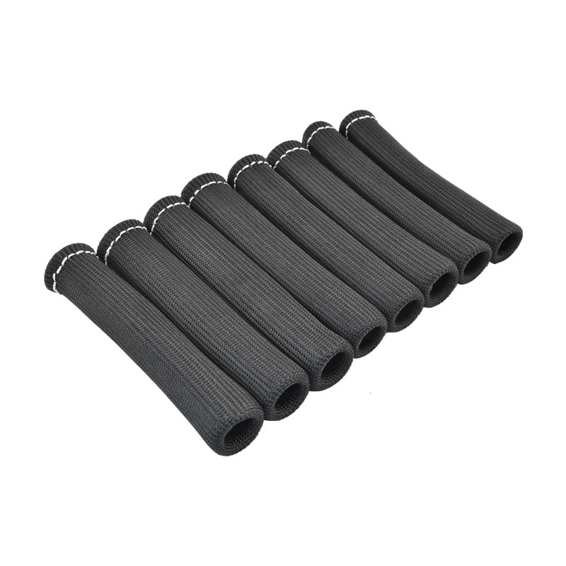 Black 6" Spark Plug Heat Sleeves Set of 8, Wire Lead Boot