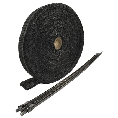 Exhaust Wrap 1" X 50', Fibreglass Black w/Stainless Ties