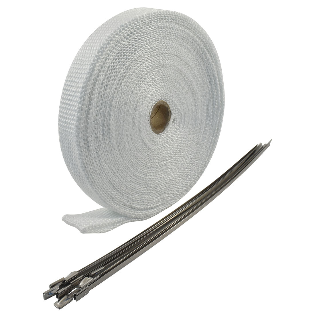 Exhaust Wrap 1" X 50', Fibreglass White w/Stainless Ties