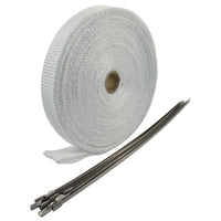 Exhaust Wrap 1" X 50', Fibreglass White w/Stainless Ties