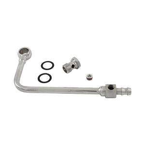 Chrome Steel Fuel Line Single Inlet for Edelbrock Carbs, 3/8" Barbed Inlet