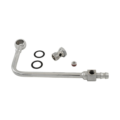 Chrome Steel Fuel Line Single Inlet for Edelbrock Carbs, 3/8" Barbed Inlet