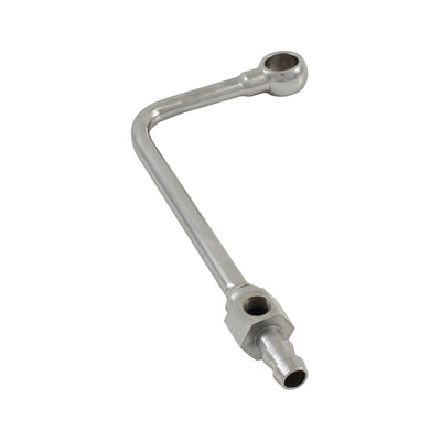 Chrome Steel Fuel Line Single Inlet for Edelbrock Carbs, 3/8" Barbed Inlet