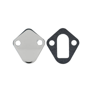 Chrome Fuel Pump Block Off Plate, Ford Windsor, Holden 6, BBC, MOPAR