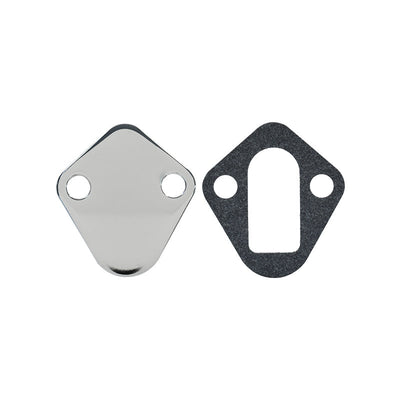 Chrome Fuel Pump Block Off Plate, Ford Windsor, Holden 6, BBC, MOPAR