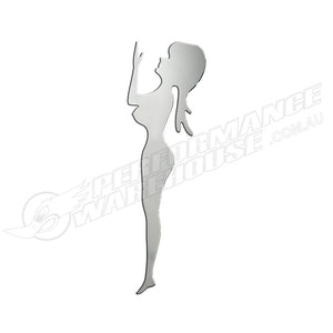Chrome Silhouette Standing Girl, Large Left Facing For Mud Flaps 22 Inch Height