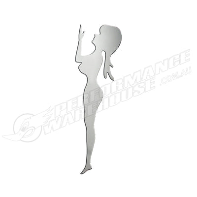 Chrome Silhouette Standing Girl, Large Left Facing For Mud Flaps 22 Inch Height