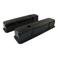 Black Steel Tall Valve Rocker Covers Pair Small Block Chevy SBC 283 307 350 383